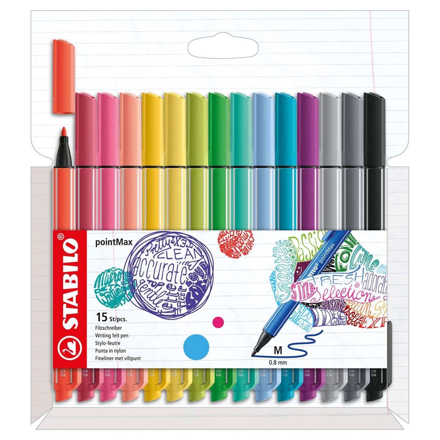 STABILO pointmax - hardtip fineliner - set met 15 stuks