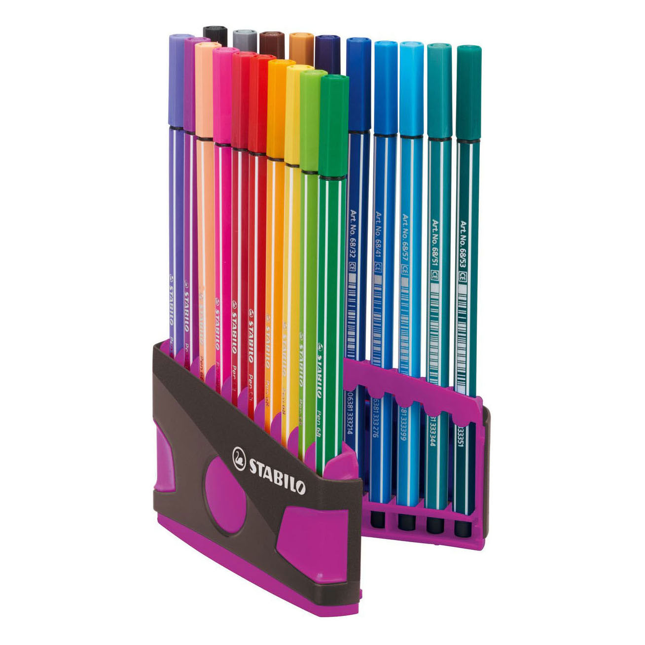 STABILO pen 68 colorparade viltstiften roze antraciet - 20dlg.
