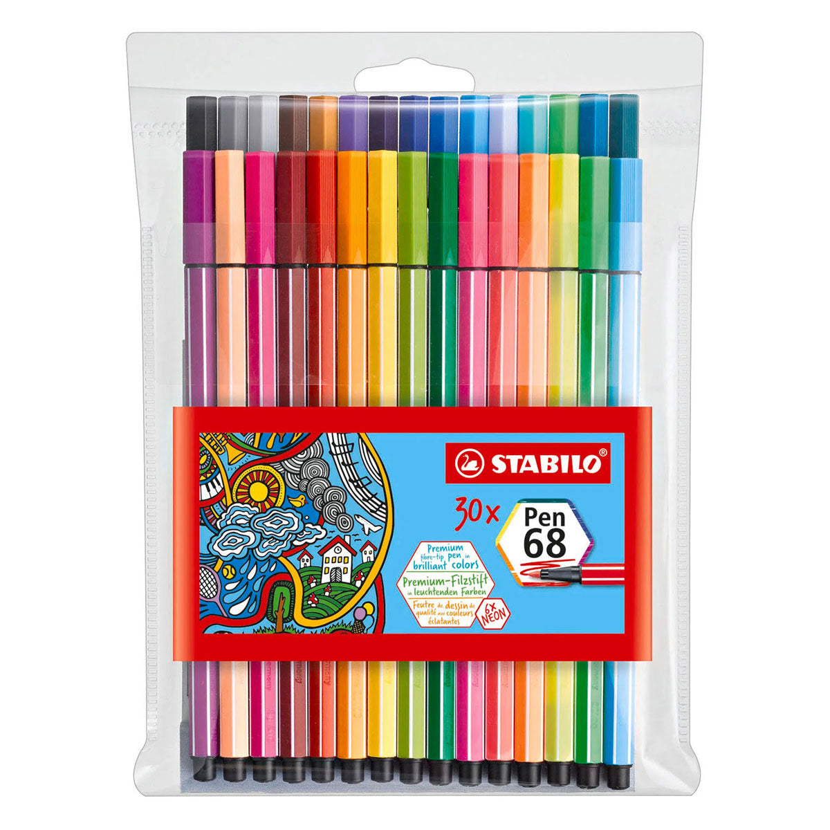 STABILO pen 68 viltstiften - 24dlg. + 6 neonkleuren