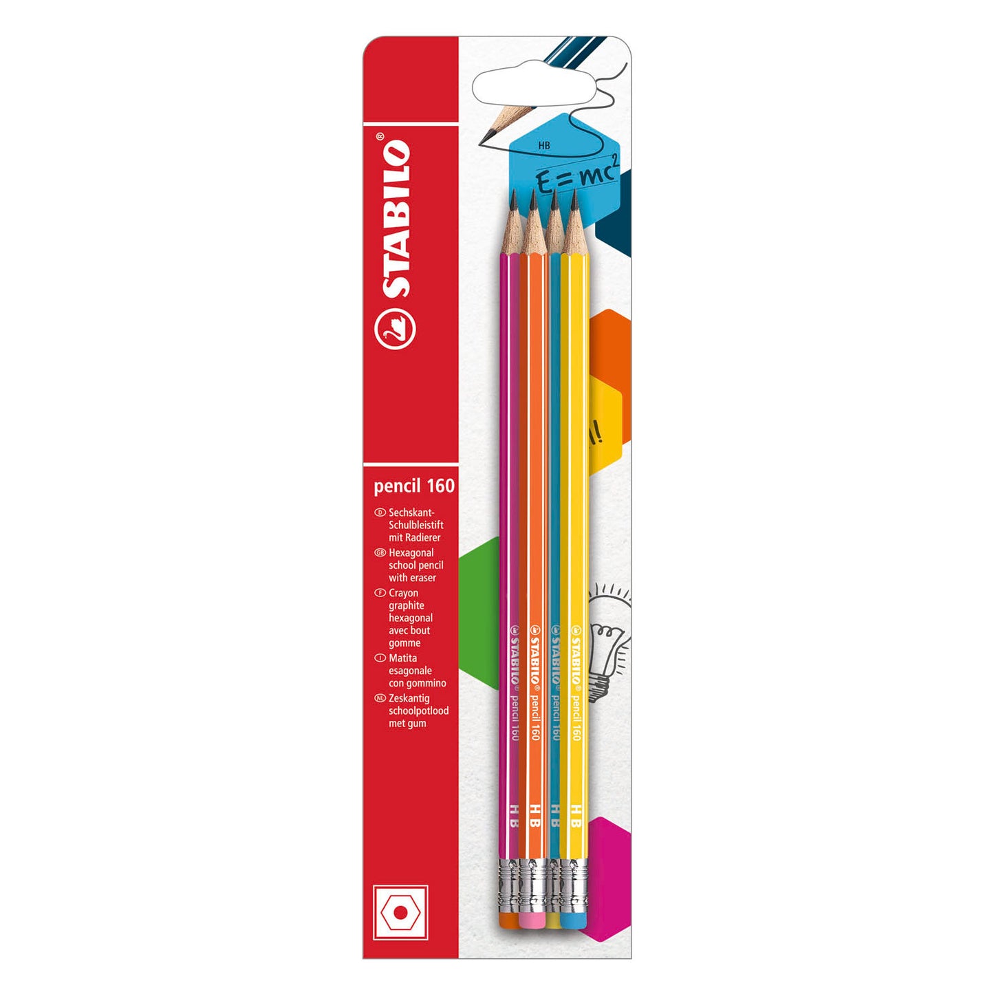 STABILO pencil 160 hb grafietpotloden met gumtip - 4dlg.