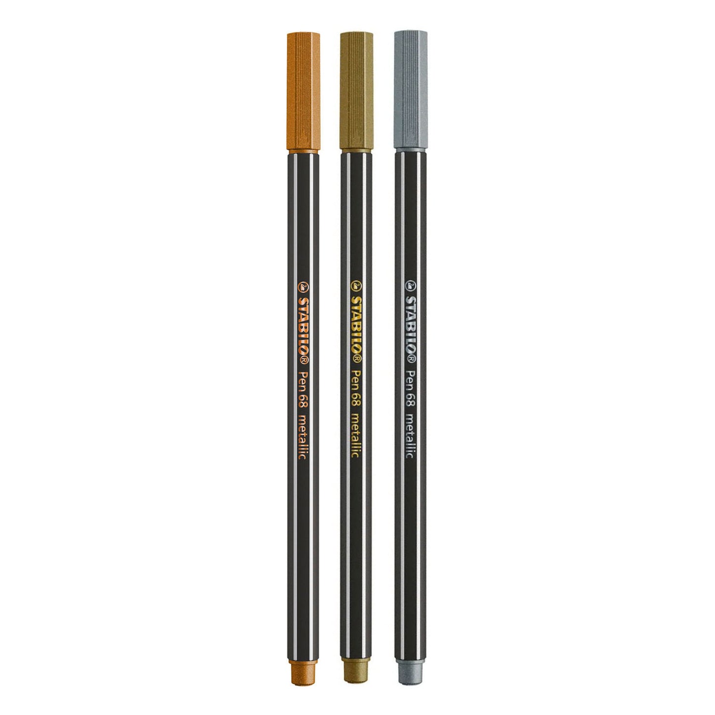 STABILO pen 68 metallic viltstiften zilver goud koper - 3dlg.