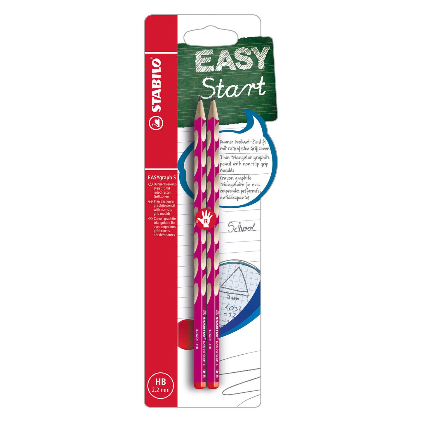 STABILO easygraph s hb rechtshandige grafietpotloden roze - 2st.