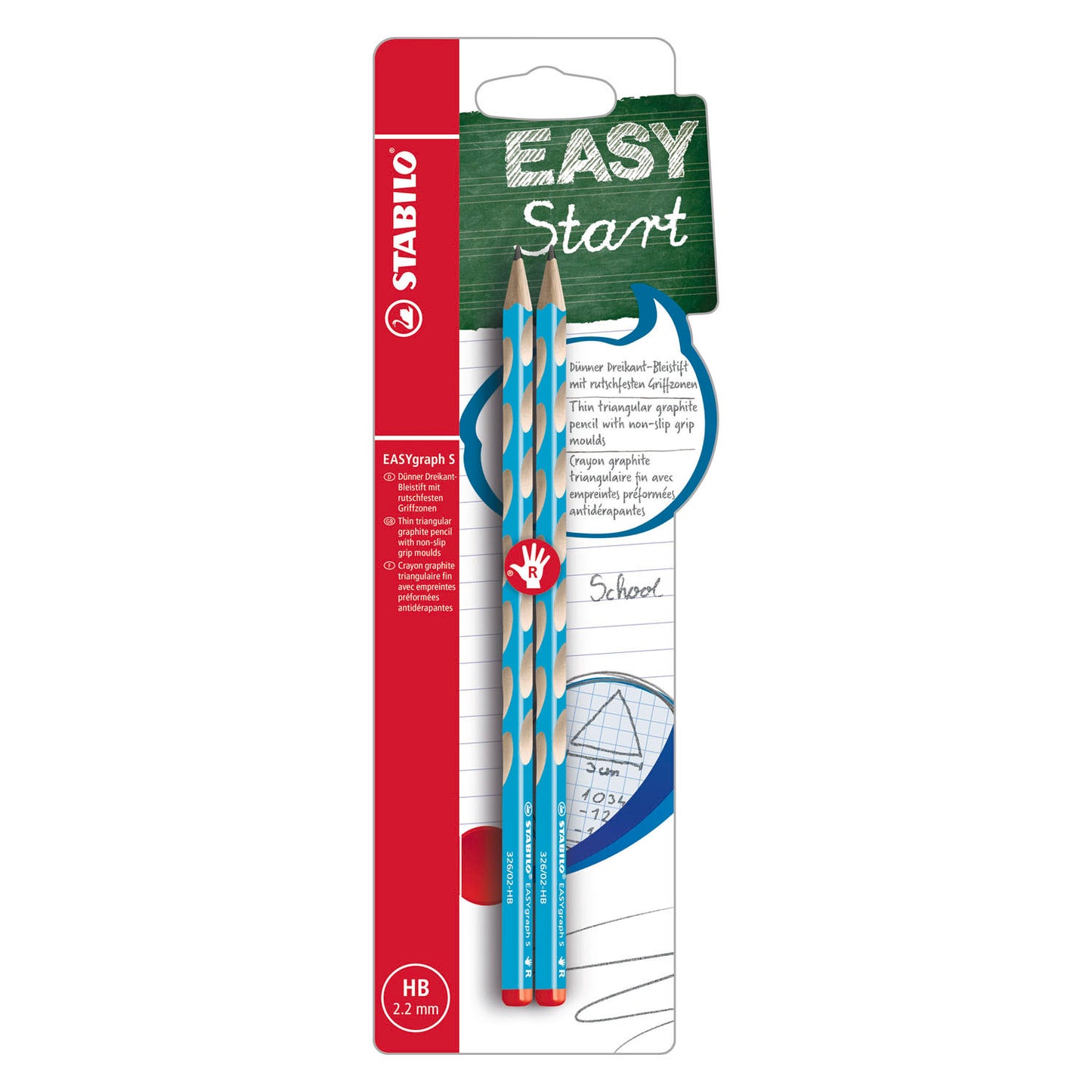 STABILO easygraph s hb rechtshandige grafietpotloden licht blauw - 2st.