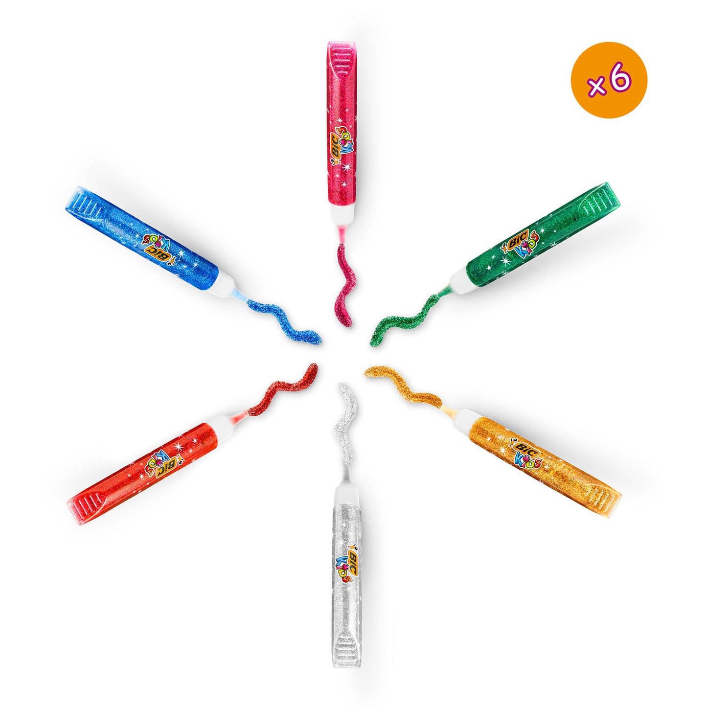 BIC kids glitterlijm metallic, 6st.