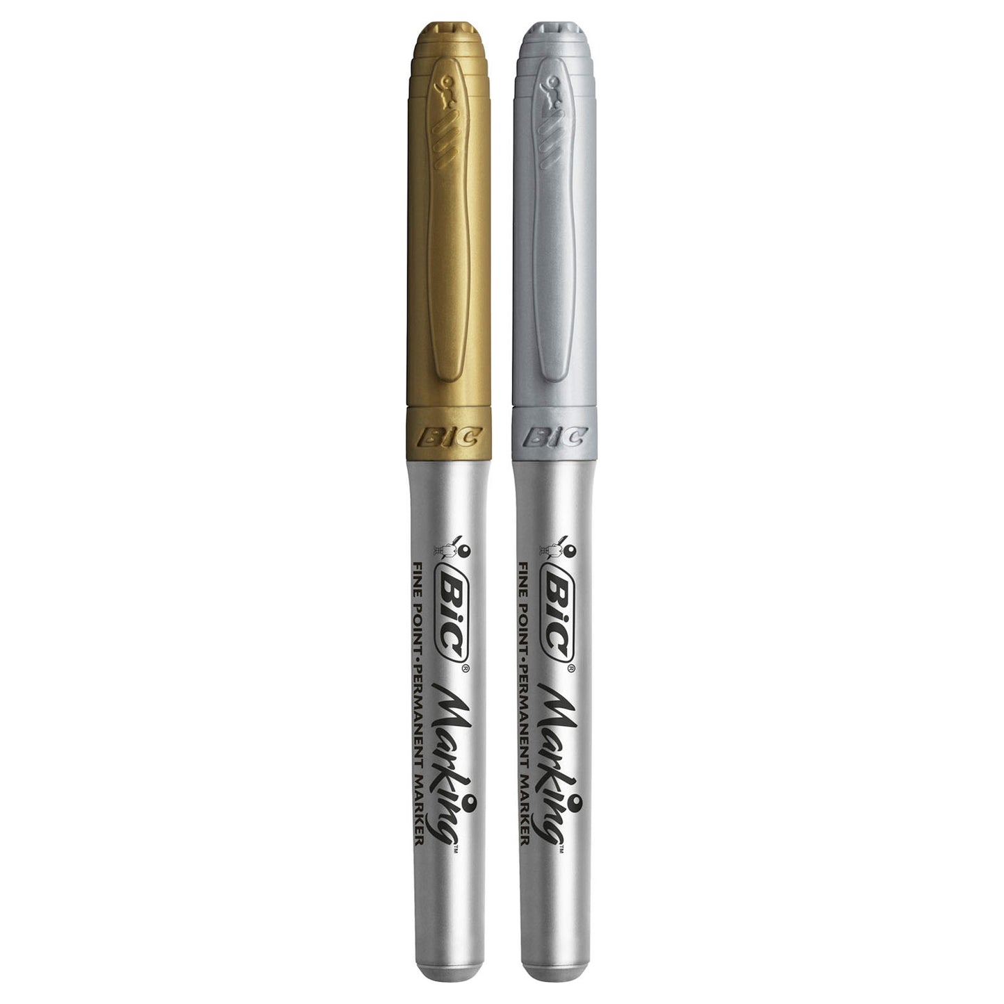 BIC permanent marker goud en zilver