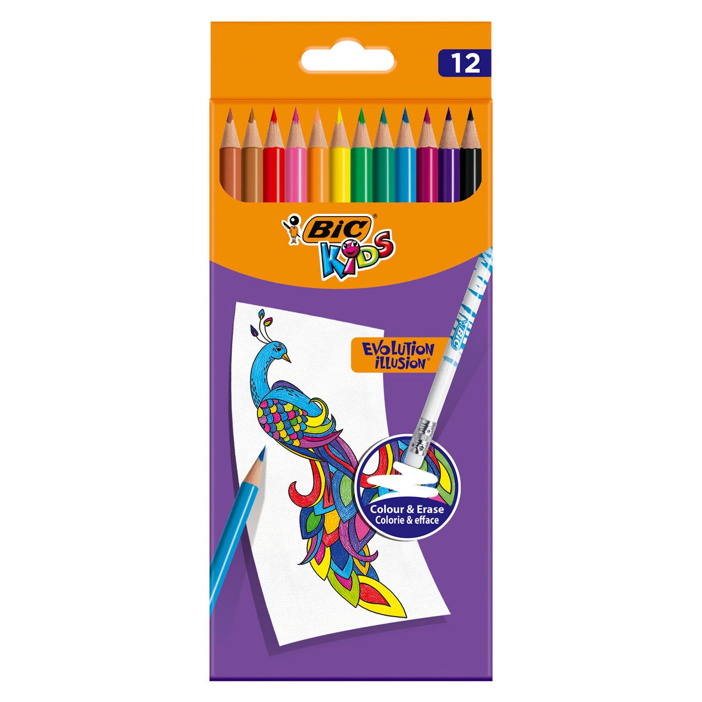 BIC kids evolution uitgumbare kleurpotloden, 12st.