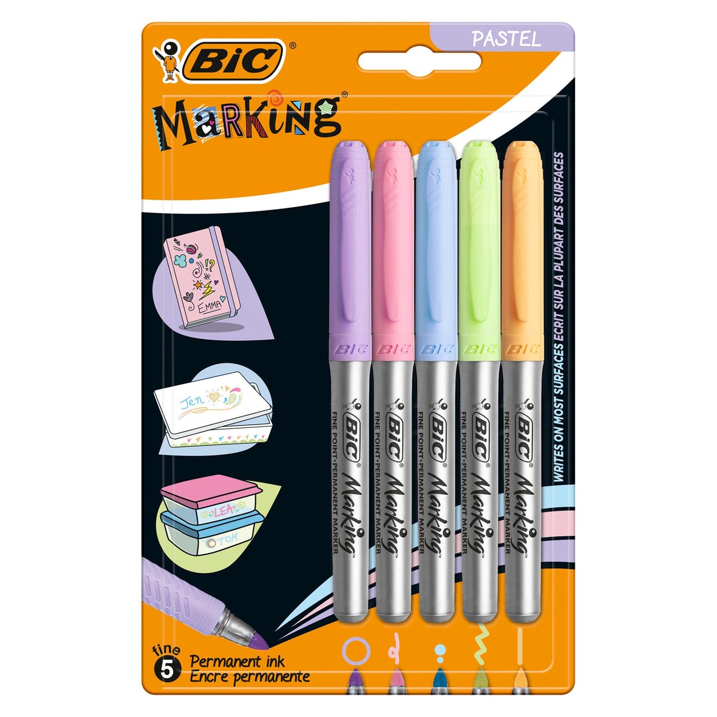 BIC intensity viltstiften permanent pastel, 5st.