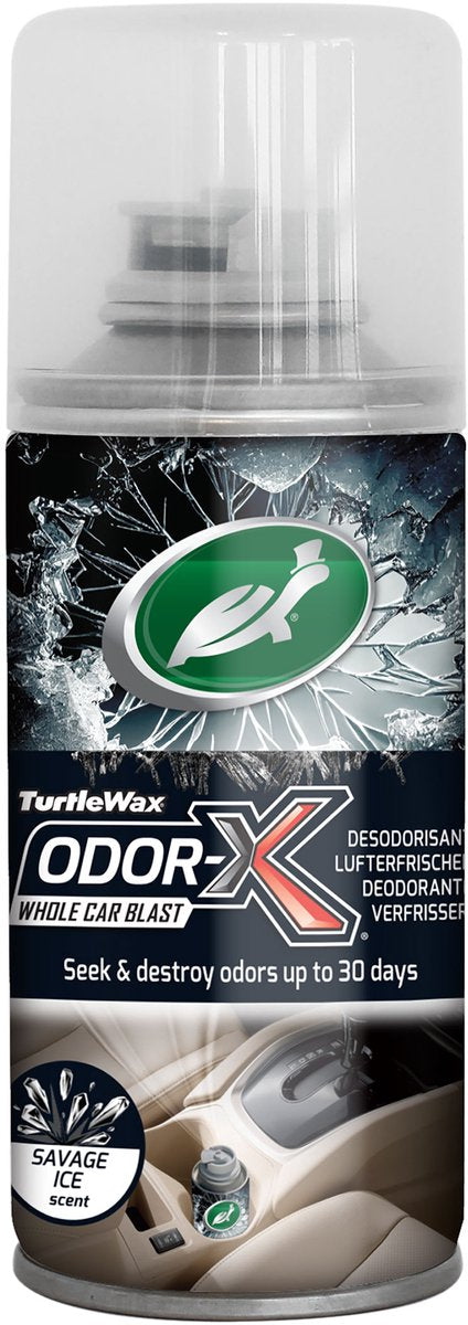 Turtle Wax odor-x car blast fogger savage ice - alles-in-één geur verwijderaar – voor textiel, tapijt, hemelbekleding en ventilatiesystemen - pakt diep geabsorbeerde geuren aan - laat een koele, mannelijke geur achter - 100ml