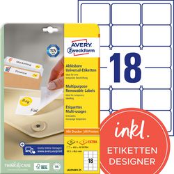 Avery Herkleefbare etiketten zweckform stick lift wit