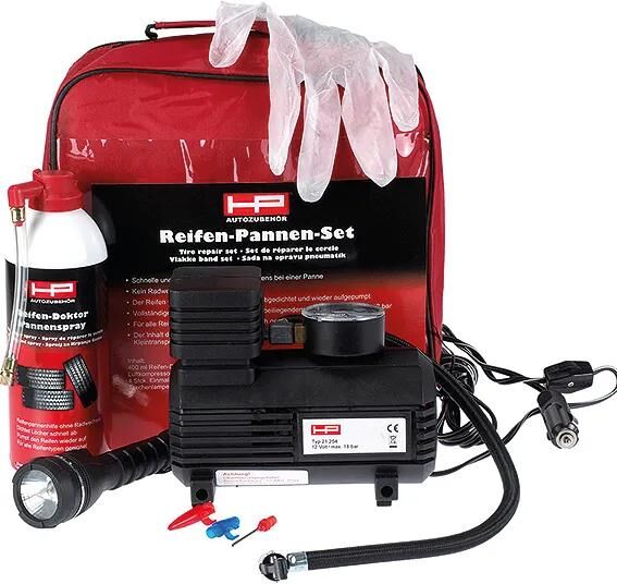 HP reifenpannen-set flat tire set 4 pcs. incl. compressor