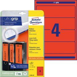 Avery Rugetiket 4766 61x192mm rood 80 stuks