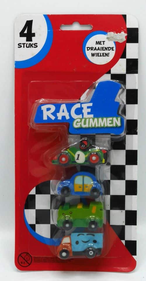 Van Der Doelen 4 gummen in de vorm van een auto