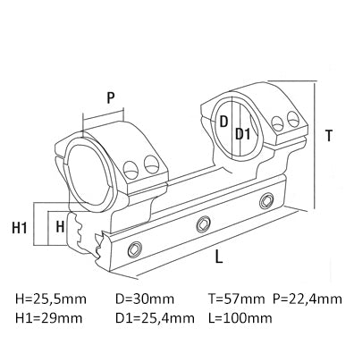 Konus universele montering voor 30-25,4 mm