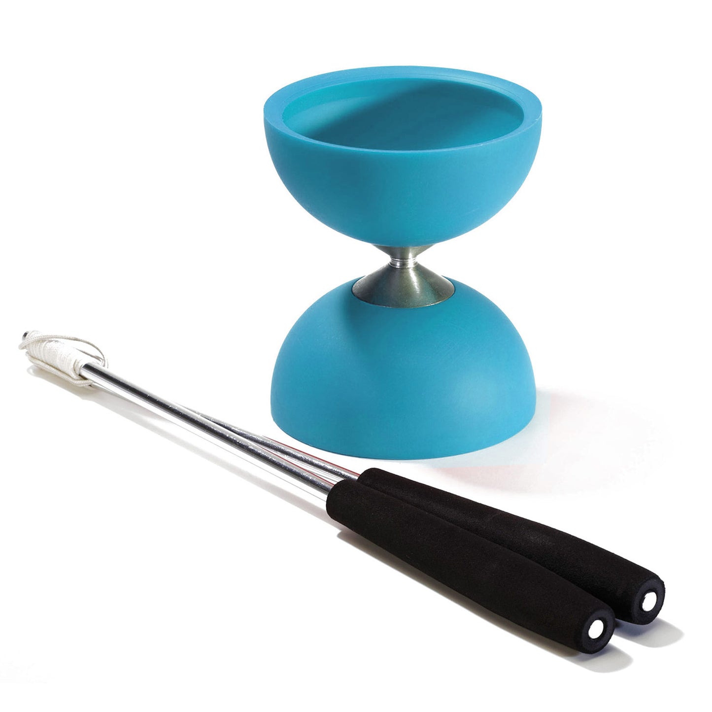 Eureka Rubber diabolo met aluminium stokken - lichtblauw