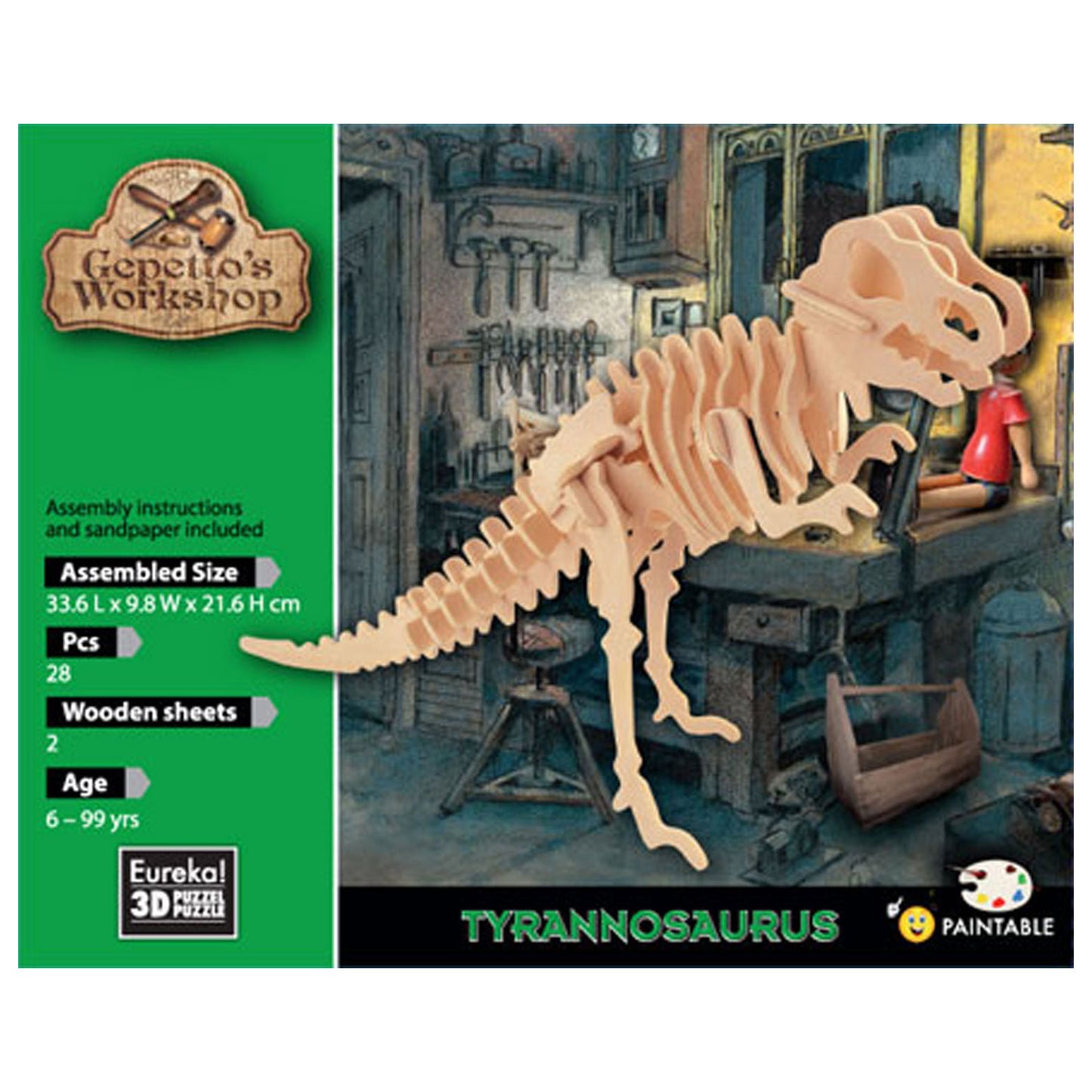 Eureka Gepetto's workshop houten bouwpakket 3d - tyrannosaurus