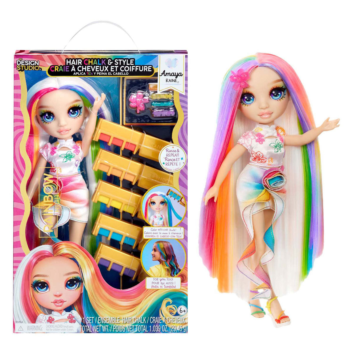 MGA Entertainment Rainbow high modepop met haarkrijt - amaya regenboog