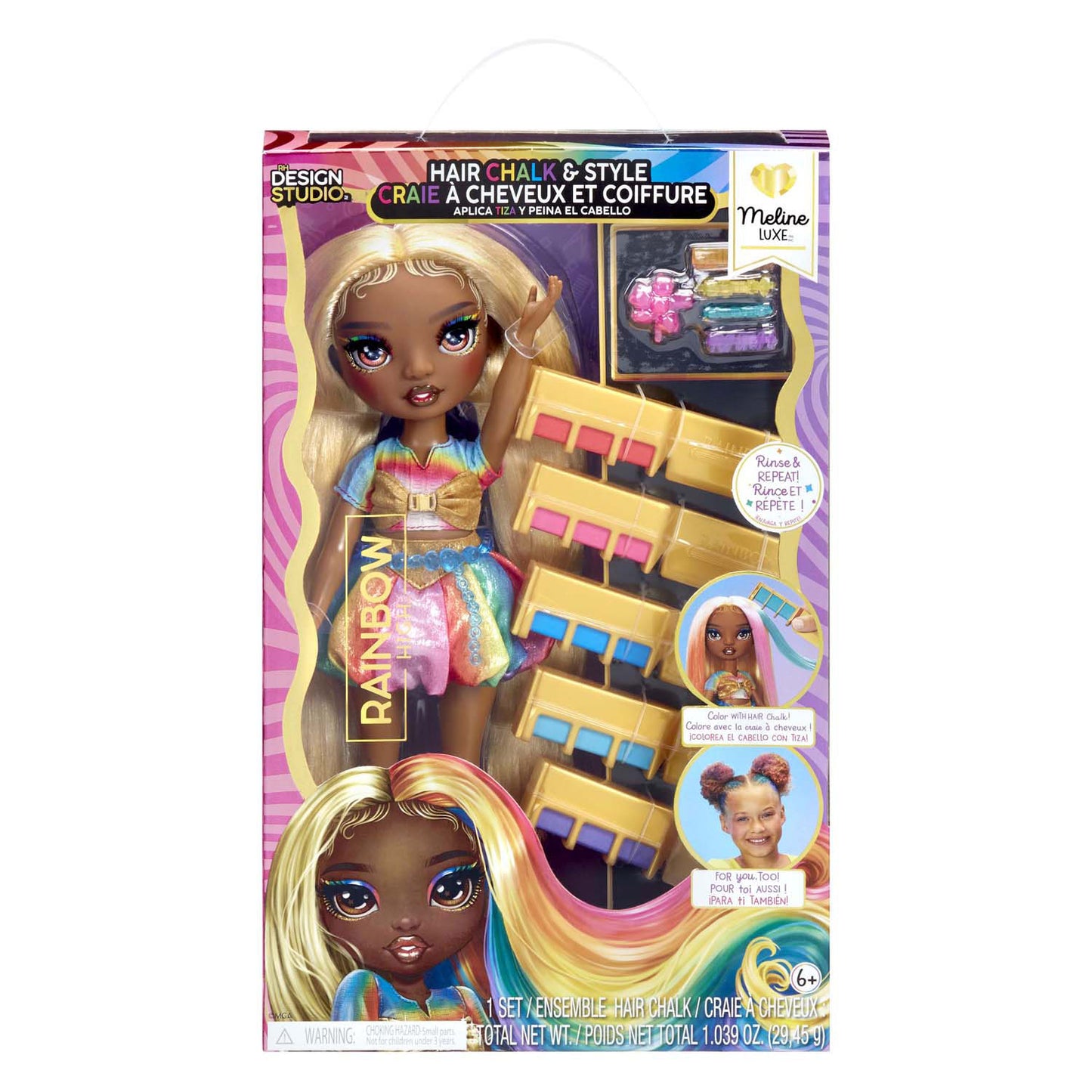 MGA Entertainment Rainbow high modepop met haarkrijt - meline goud