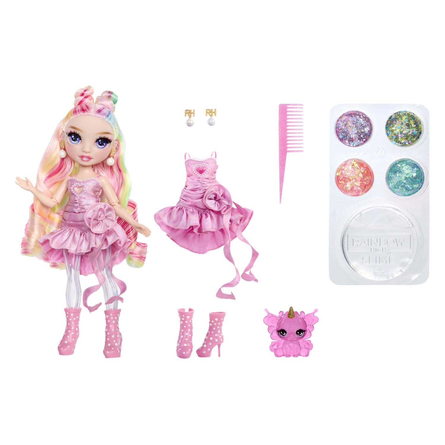 MGA Entertainment Rainbow high glitters met slijm modepop - bella