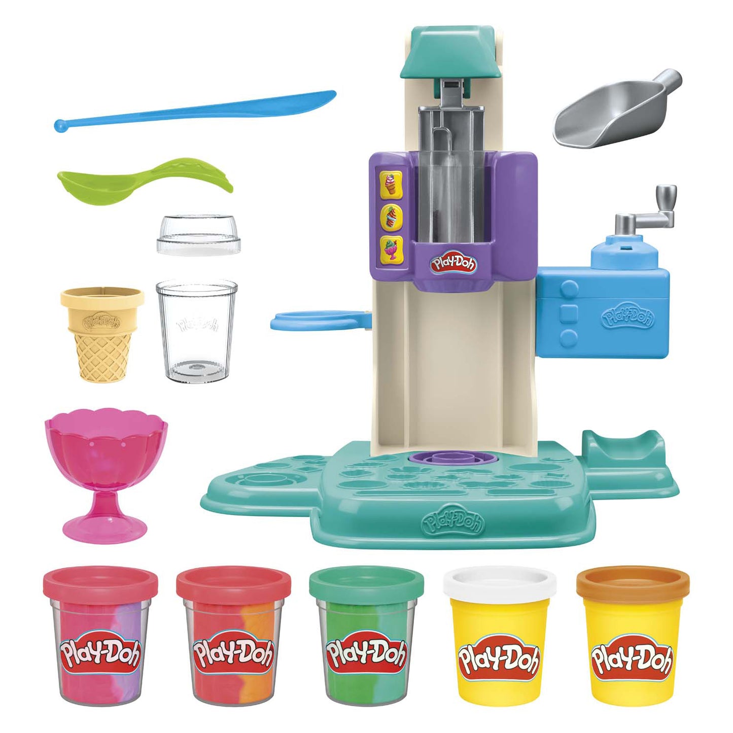 Play-Doh regenboog softijs speelset - 5 kleipotjes