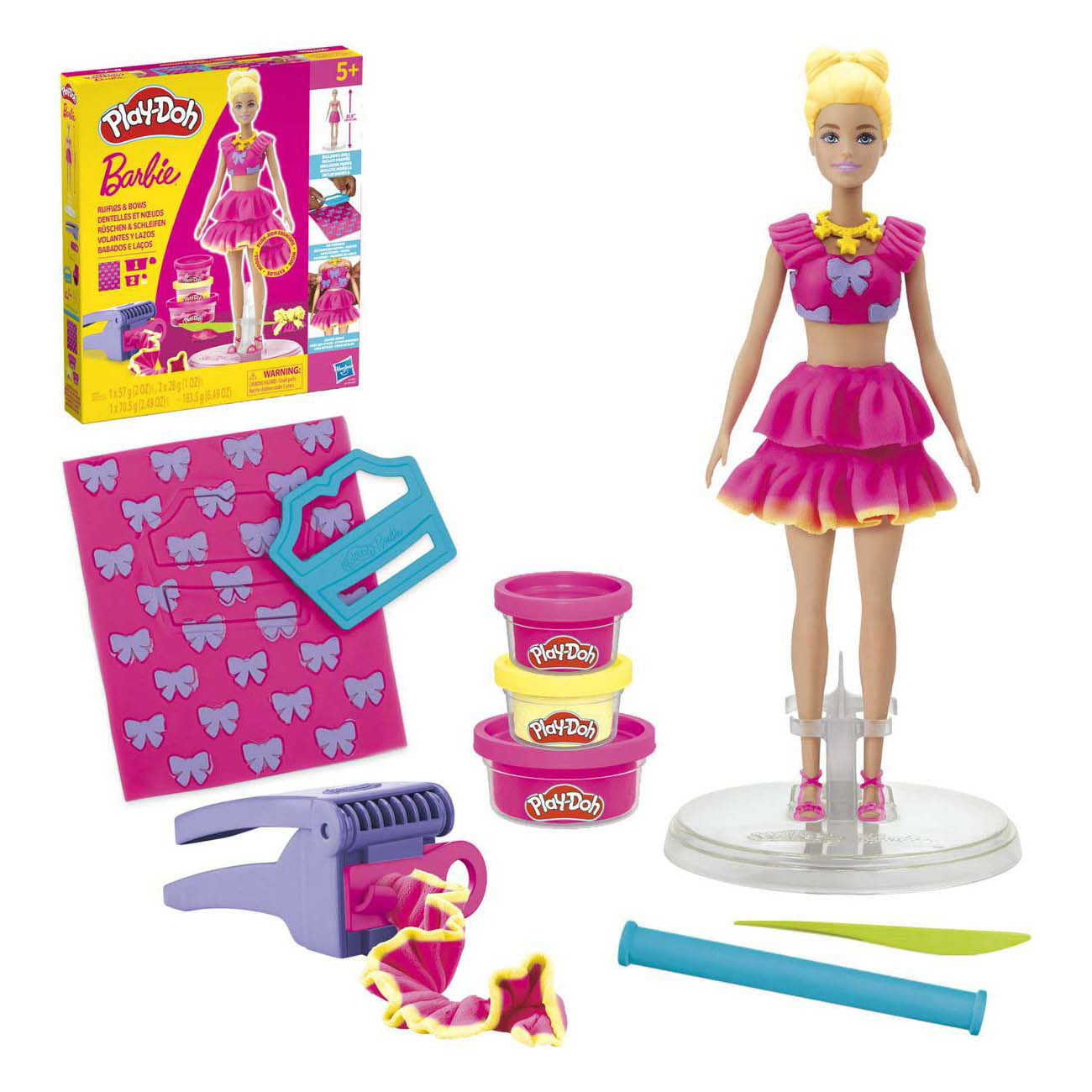 Play-Doh barbie ruches en strikken - 3 kleipotjes