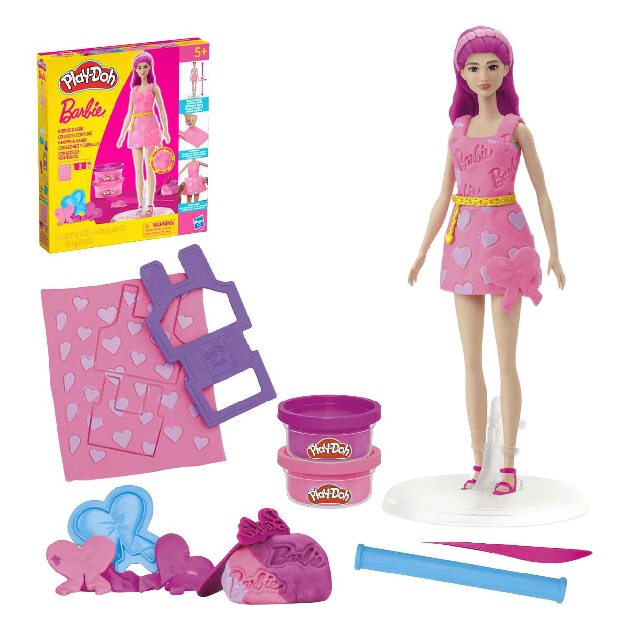 Play-Doh barbie hartjes en haar - 2 kleipotjes