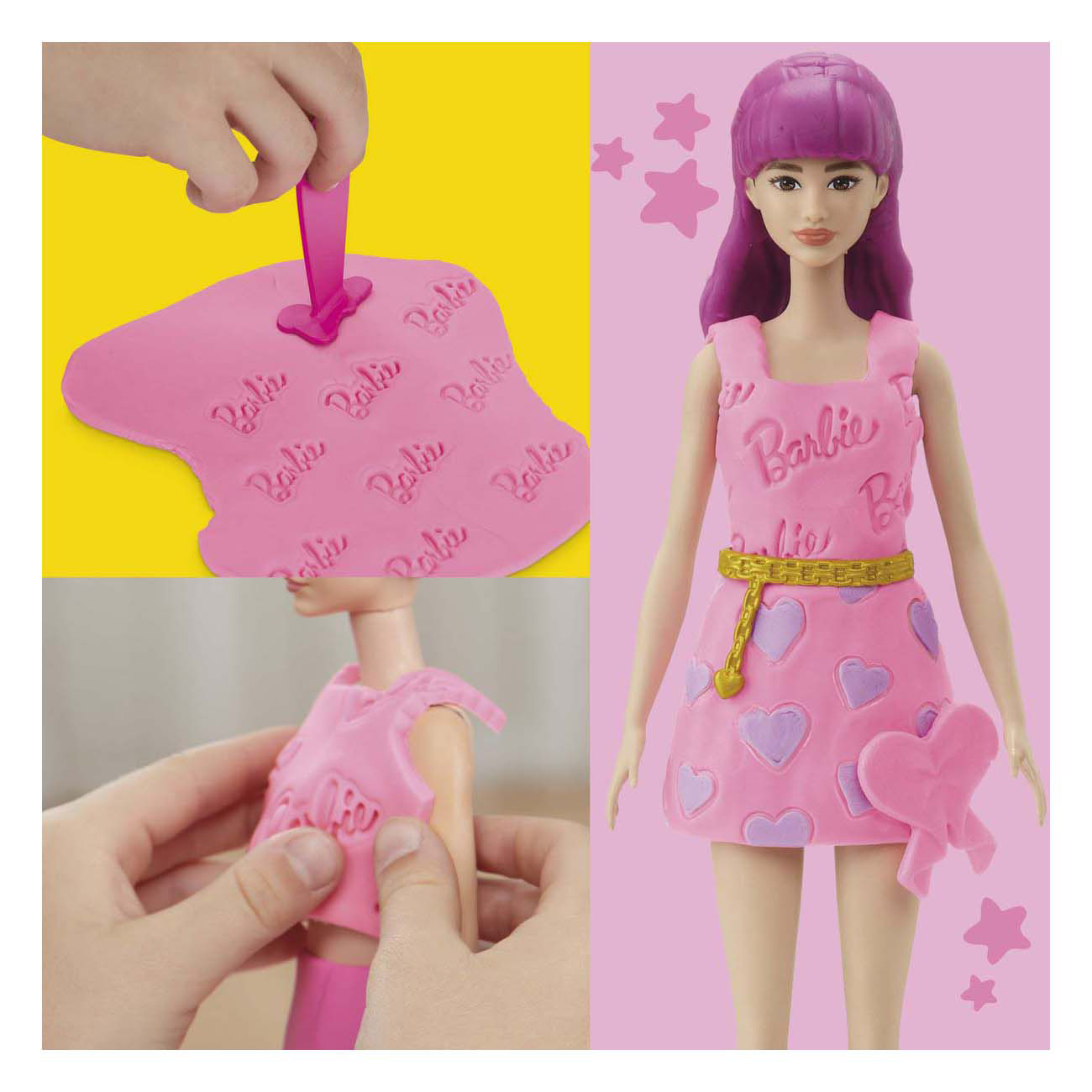 Play-Doh barbie hartjes en haar - 2 kleipotjes