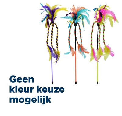 Happy Pet tabby patch kattenhengel met lint en veren assorti