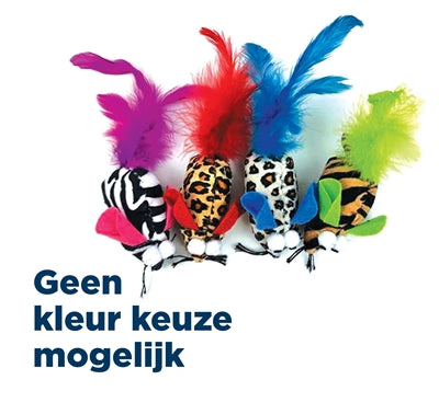 Happy Pet tabby patch safari muis met veren assorti