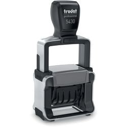 Stempel Trodat 5430 blauw, rood 3 regels DE