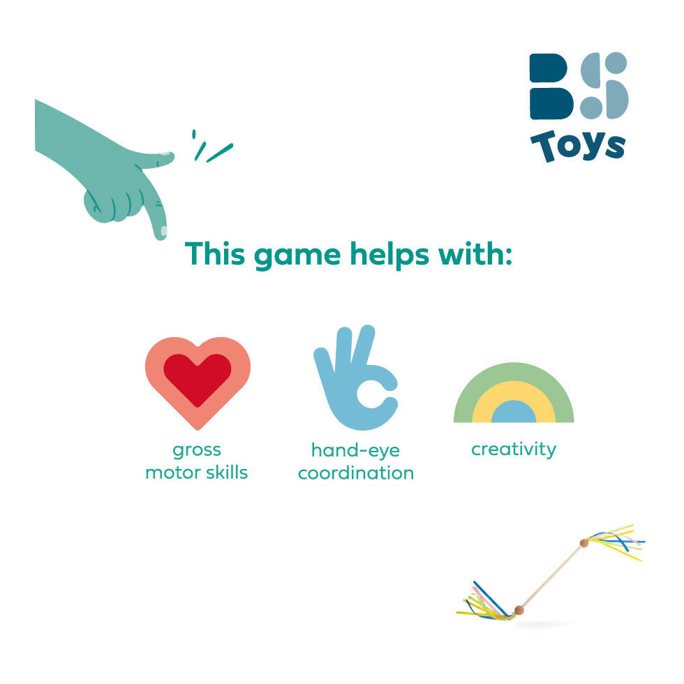 BS Toys houten draaistok met lint