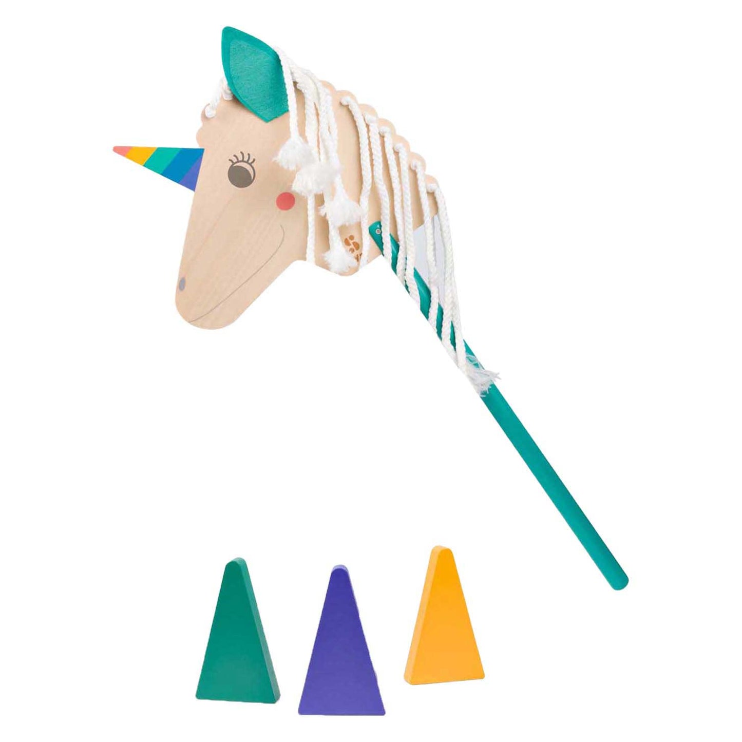 BS Toys houten eenhoorn stokpaard - 4dlg.