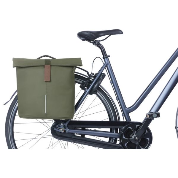 BASIL Dubbele fietstas city mik 28 - 32 liter - moss green