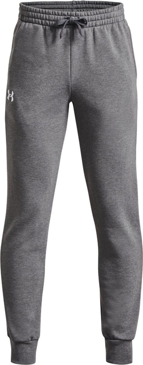 Under Armour ua rival fleece joggers-gry jongens sportbroek - castlerock light heather - wit