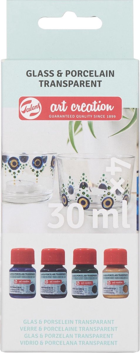 Talens Art Creation glas porselein transparant set 4 x 30 ml blauw