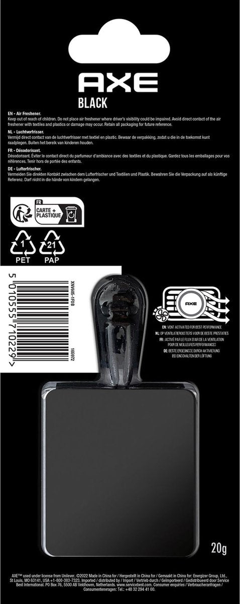 California Scents Axe luchtverfrisser mini vent 3 cm black zwart
