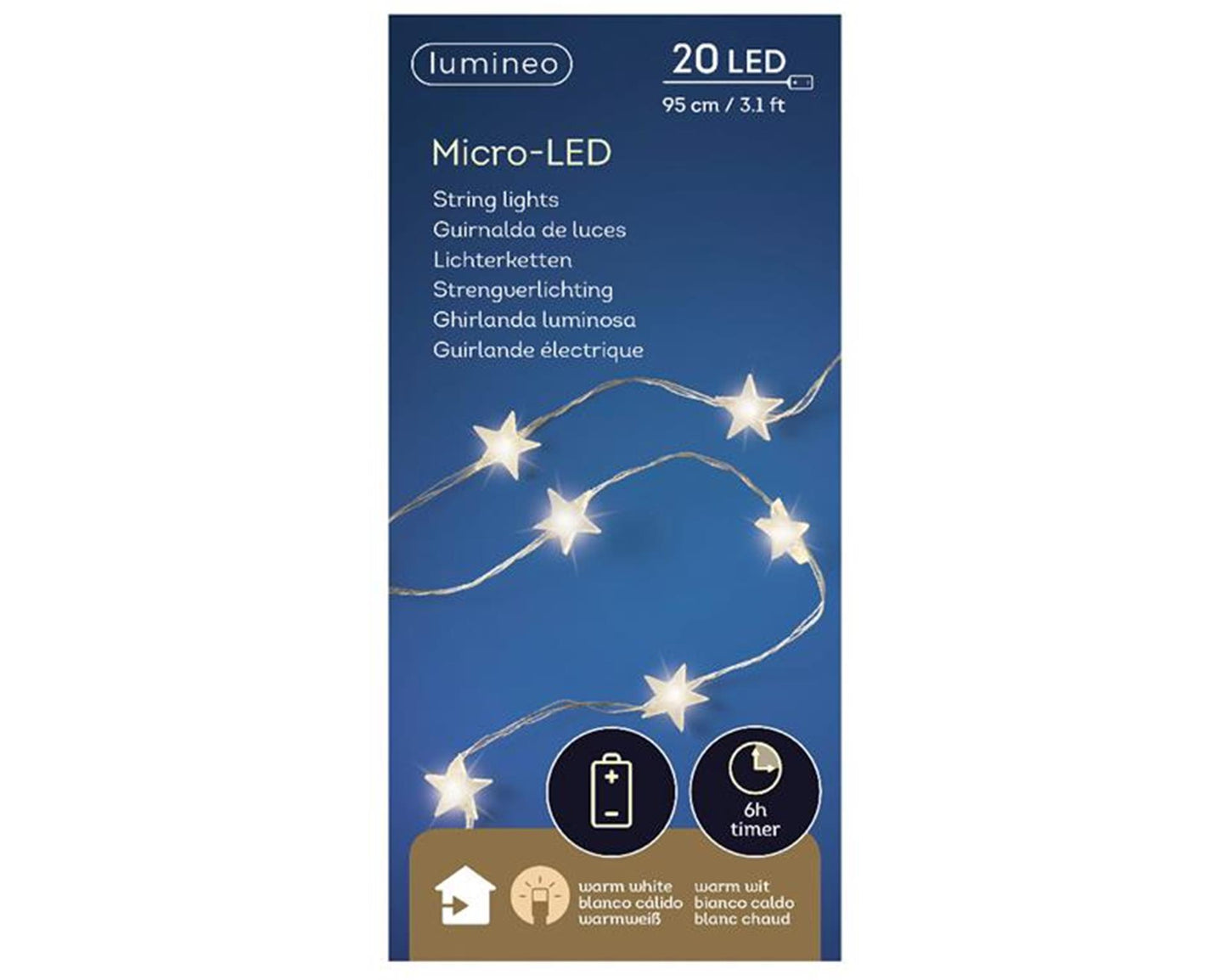 Lumineo Micro ledverlichting ster 95cm 20l