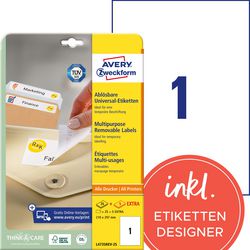 Avery Herkleefbare etiketten zweckform stick lift wit