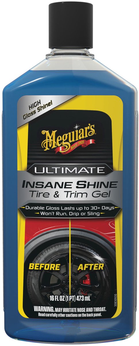 Meguiar's Meguiar’s ultimate insane shine tire trim gel 473ml – banden glans gel – diepzwarte hoogglans – bestand tegen regen wassen