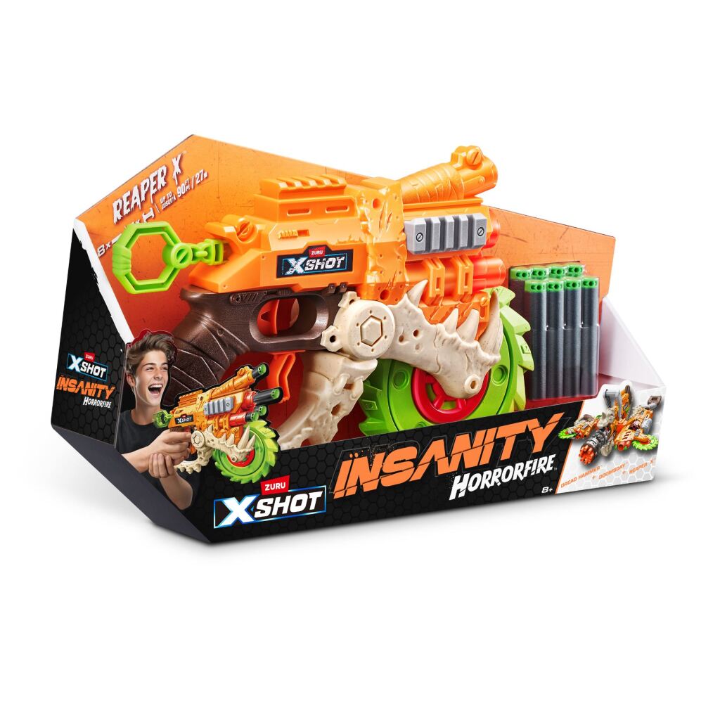 XSHOT Zuru x-shot horror fire reaper blaster + 8 darts