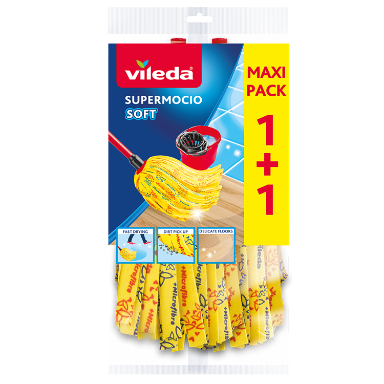 Vileda supermocio soft microvezel-mop 2 stuks