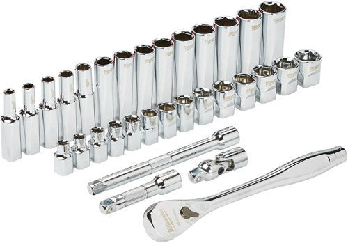 Milwaukee Accessoires 3 8” ratel en doppenset | metrisch | 32-delig - 4932464945
