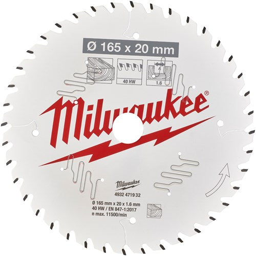 Milwaukee Accessoires cirkelzaagblad p w 165x20x1.6x40atb - 4932471932