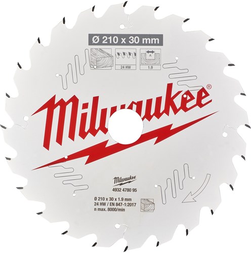 Milwaukee Accessoires cirkelzaagblad ms w 210x30x1.9x24atb - 4932478095