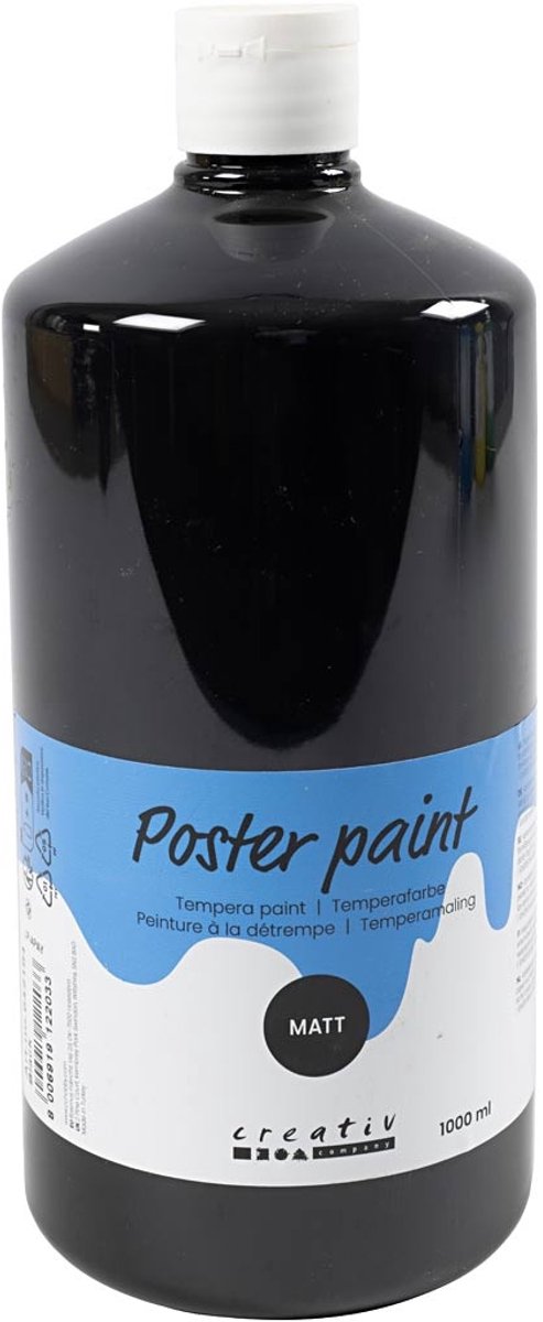 Creativ Company Acrylverf zwart zwart schoolverf | hobbyverf | zwarte acrylic verf | mat | 1000 ml | 1 stuk