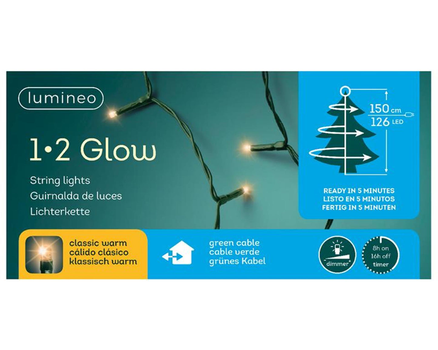 Lumineo Kerstverlichting 1-2 glow 150cm 126xled