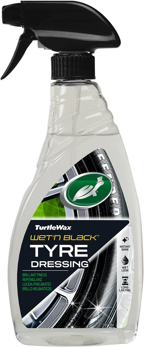 Turtle Wax gl wet n black - bandencoating voor langdurige bandenglans - beschermt de banden tegen uv-straling – laat banden er nat en glimmend uitzien - 500ml