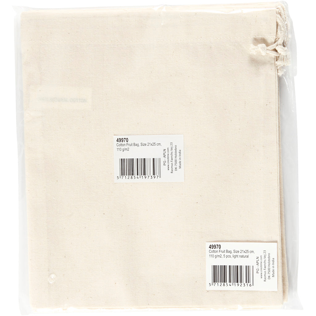 Creativ Company Https: www.cchobby.nl stoffen-tas-afm-21x25-cm-110-gr-licht-naturel-5-stuk-1-doos