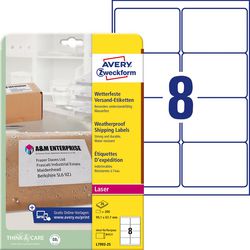 Adresetiketten Avery wit 200 stuks weerbestendig