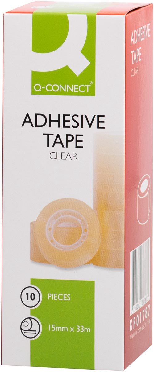 Q-CONNECT plakband, pp, ft 15 mm x 33 m, doos van 10