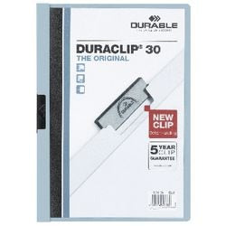 Klemmappen Durable kunststof A4 22,5x31cm lichtblauw schuifklem capaciteit 3mm